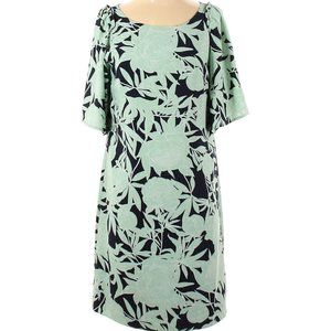 Ann Taylor Factory Mint Green and Navy Blue Floral Print Dress Size 4